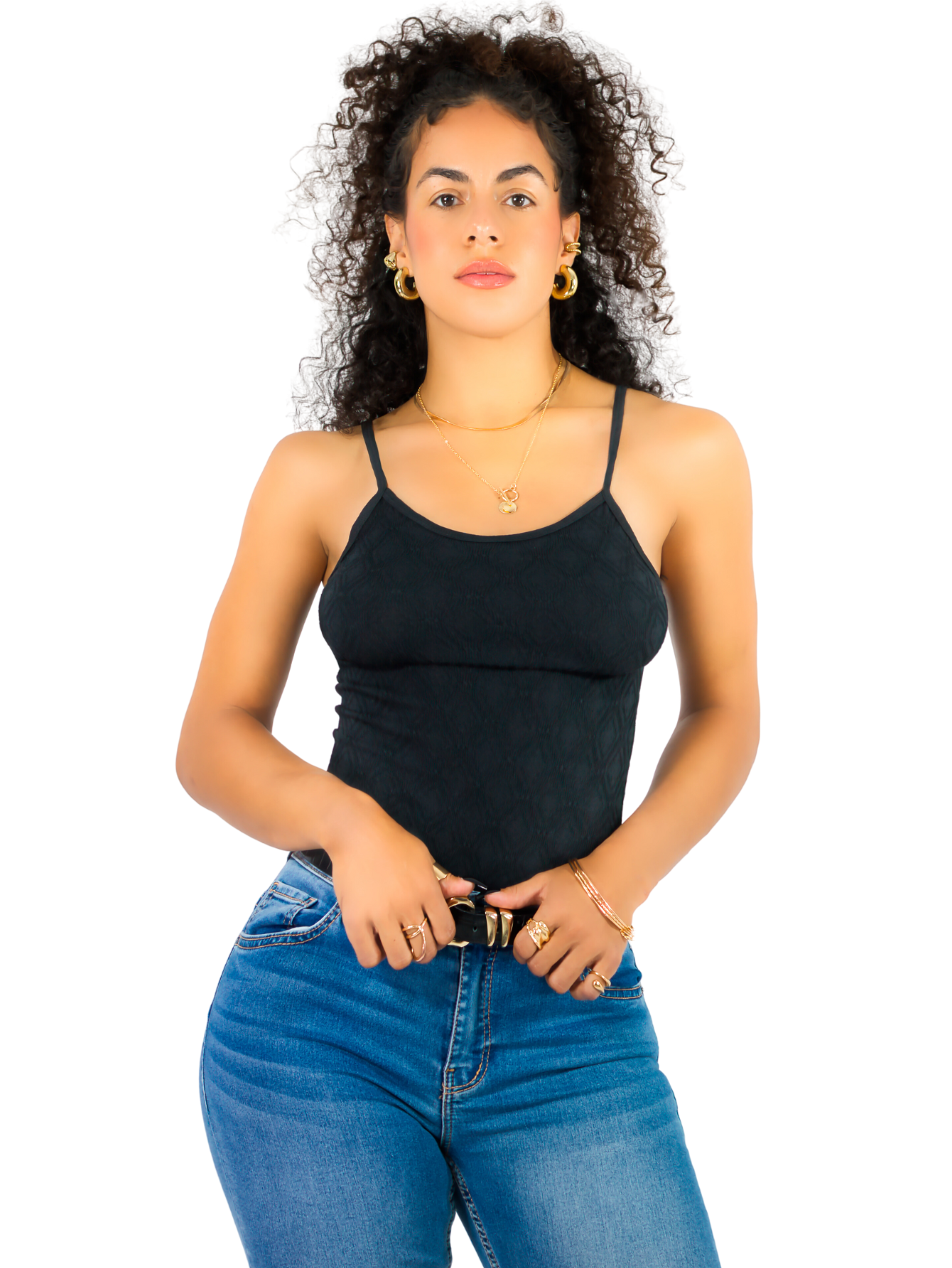 Top Tank Blusa De Mujer Unitalla Canalé De Tirantes Estampado Liso Bl-1026 Negro  Crop Básico Varios Colores