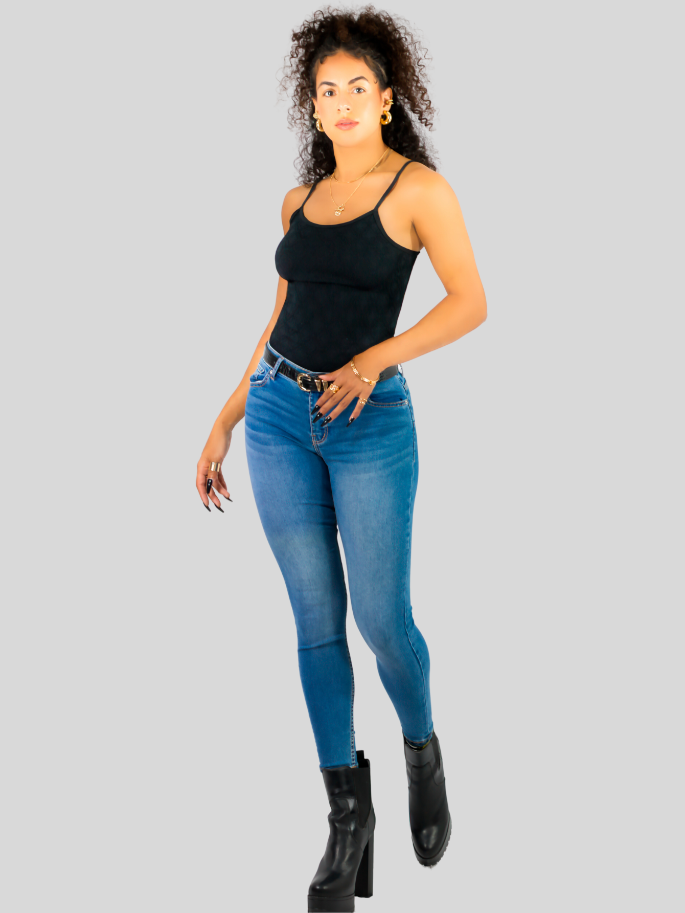 Foto 2 | Top Tank Blusa De Mujer Unitalla Canalé De Tirantes Estampado Liso Bl-1026 Negro  Crop Básico Varios Colores