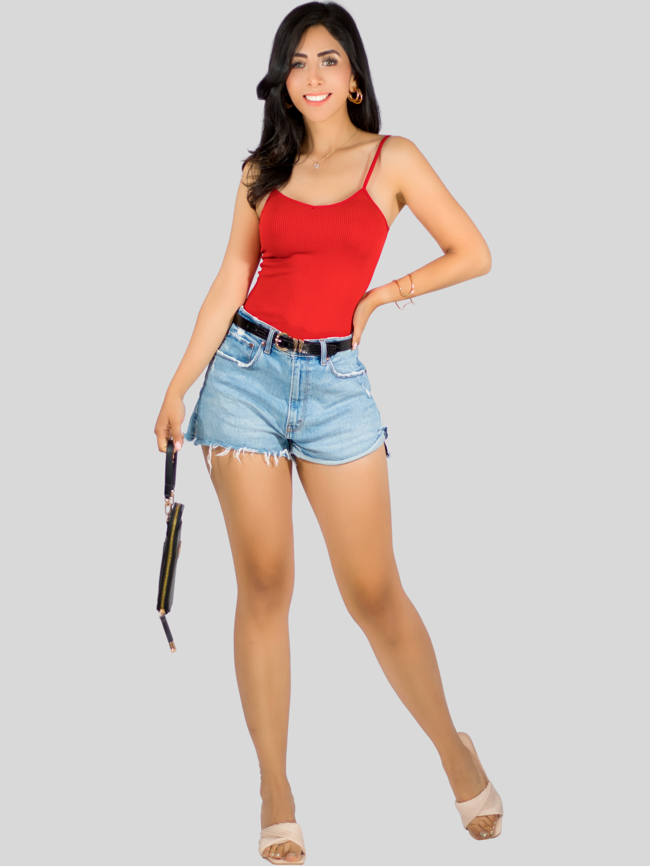 Foto 2 | Top Tank Blusa De Mujer Unitalla Canalé De Tirantes Estampado Liso Bl-1023 Rojo Crop Básico Varios Colores