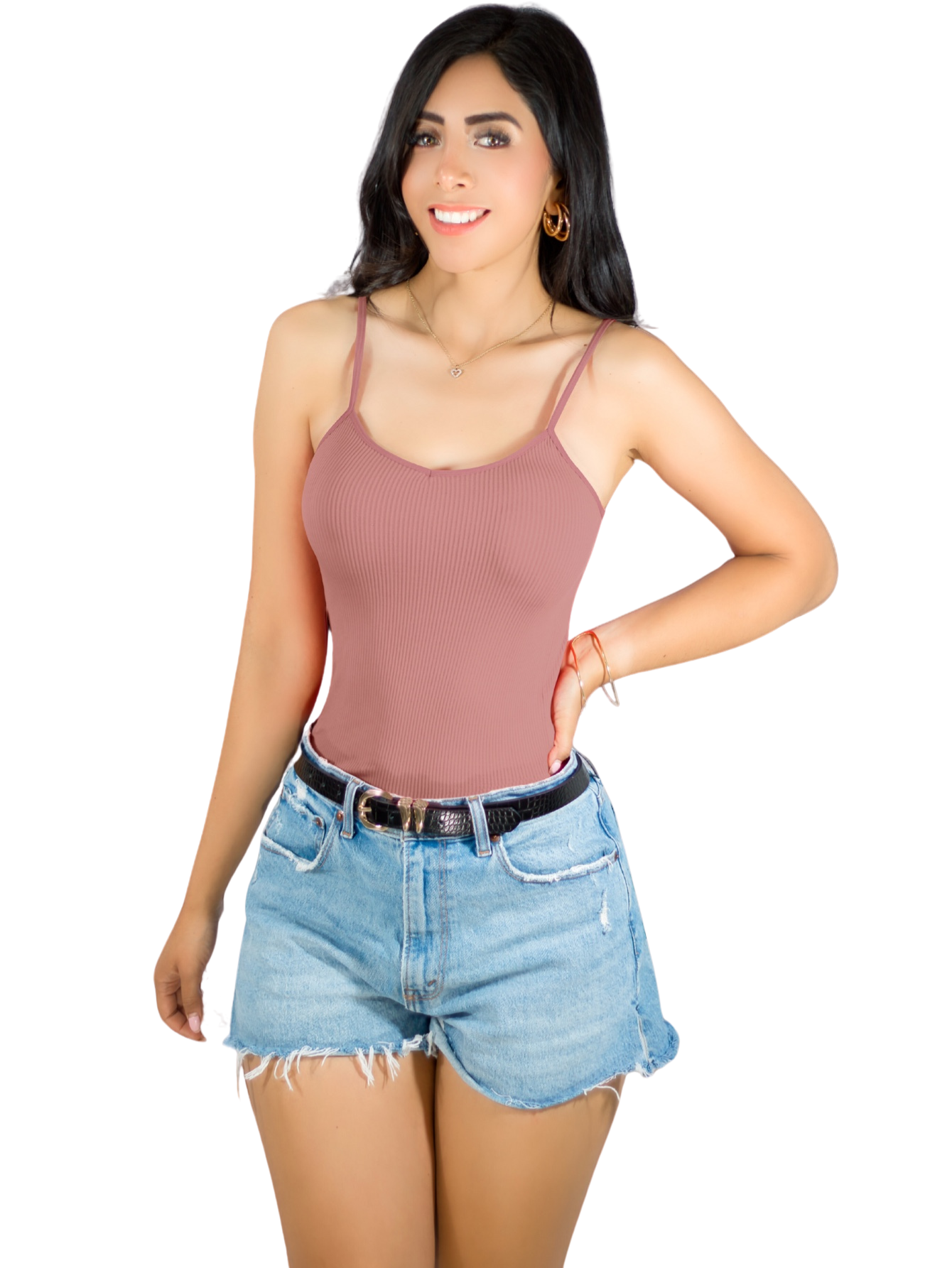 Top Tank Blusa De Mujer Unitalla Canalé De Tirantes Estampado Liso Bl-1023 Coral Crop Básico Varios Colores