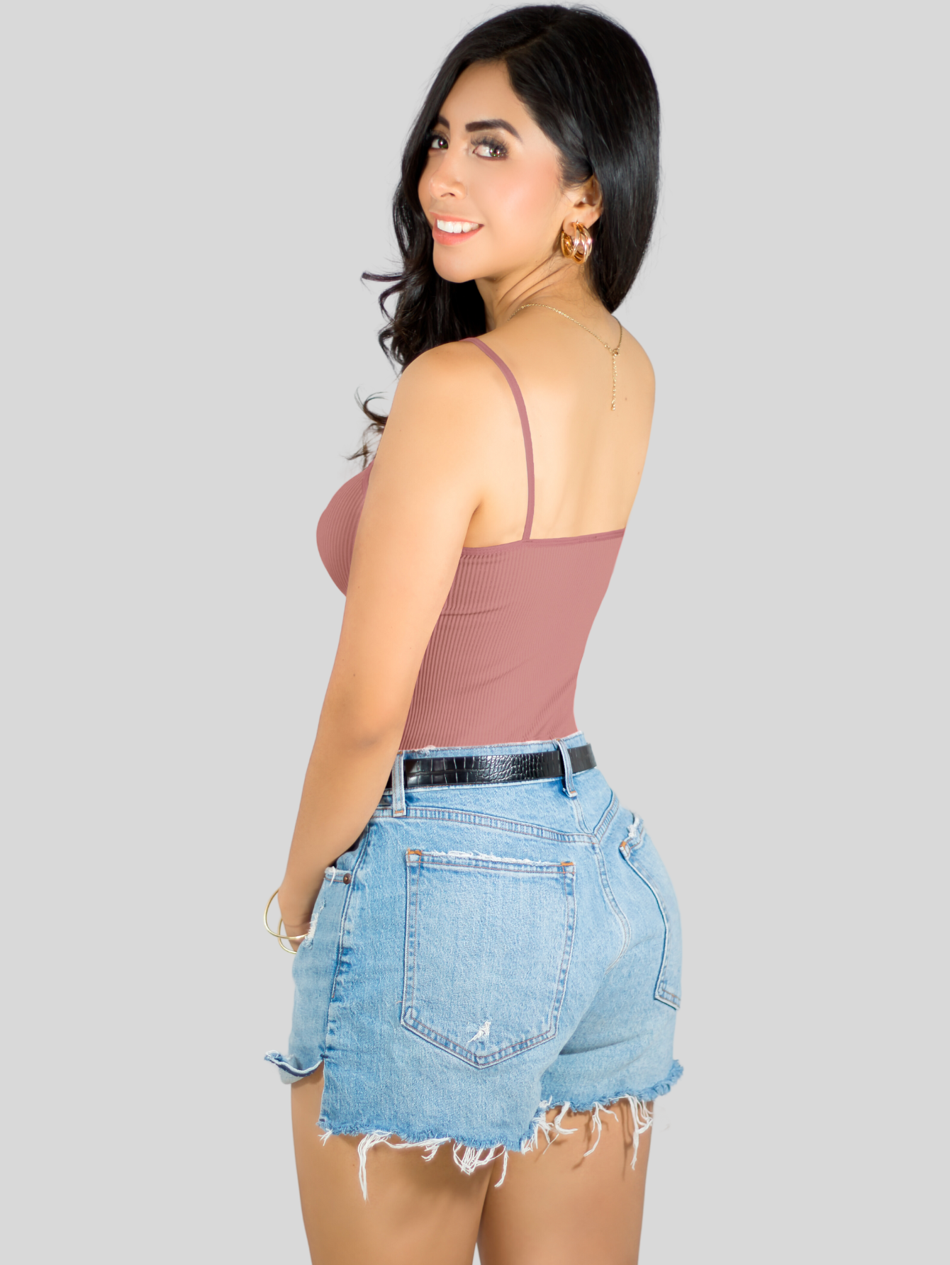 Foto 4 pulgar | Top Tank Blusa De Mujer Unitalla Canalé De Tirantes Estampado Liso Bl-1023 Coral Crop Básico Varios Colores