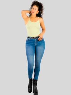 Foto 2 | Top Tank Blusa De Mujer Unitalla Canalé De Tirantes Estampado Liso Bl-1026 Verde Claro Crop Básico Varios Colores