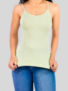 Foto 4 | Top Tank Blusa De Mujer Unitalla Canalé De Tirantes Estampado Liso Bl-1026 Verde Claro Crop Básico Varios Colores