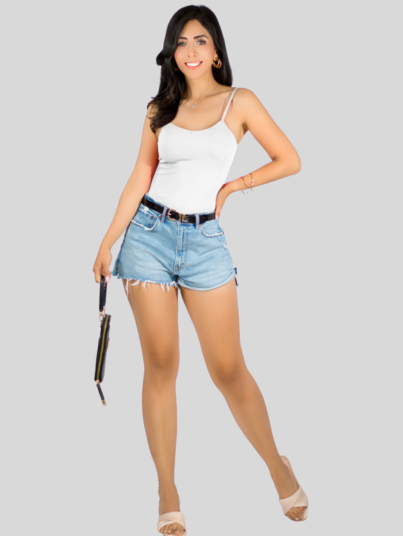 Foto 2 | Top Tank Blusa De Mujer Unitalla Canalé De Tirantes Estampado Liso Bl-1023 Blanco Crop Básico Varios Colores