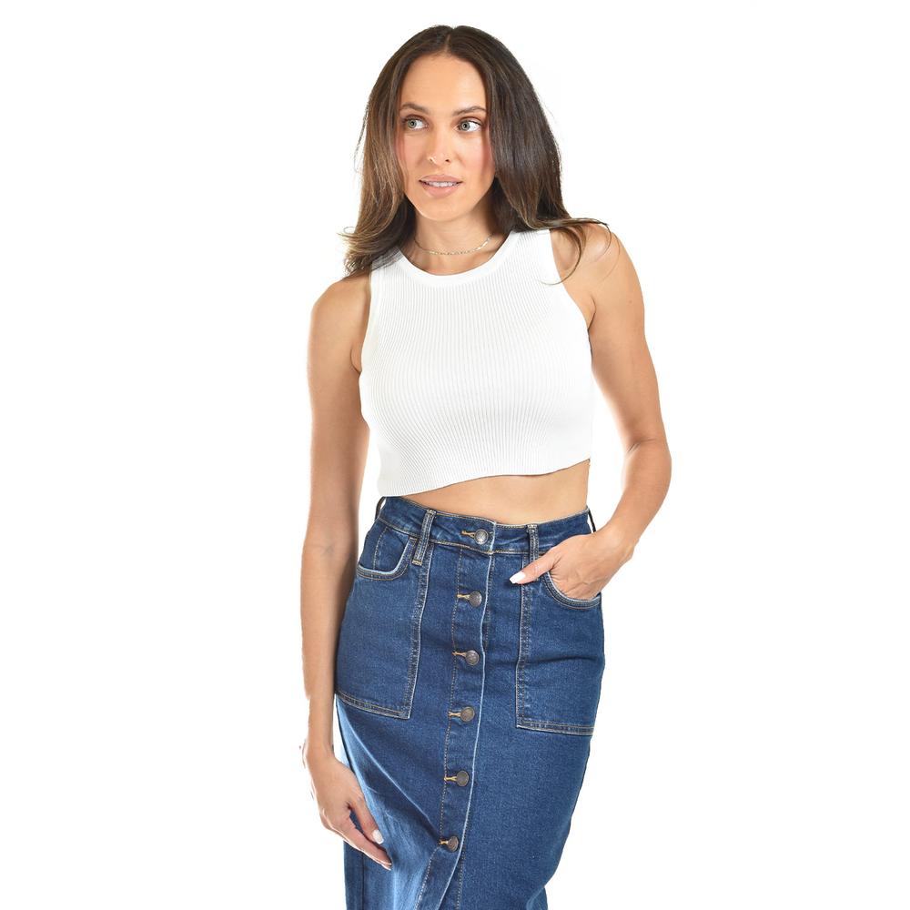 Crop Top De Canalé /juvenil, 0141 (blanco) Blanco