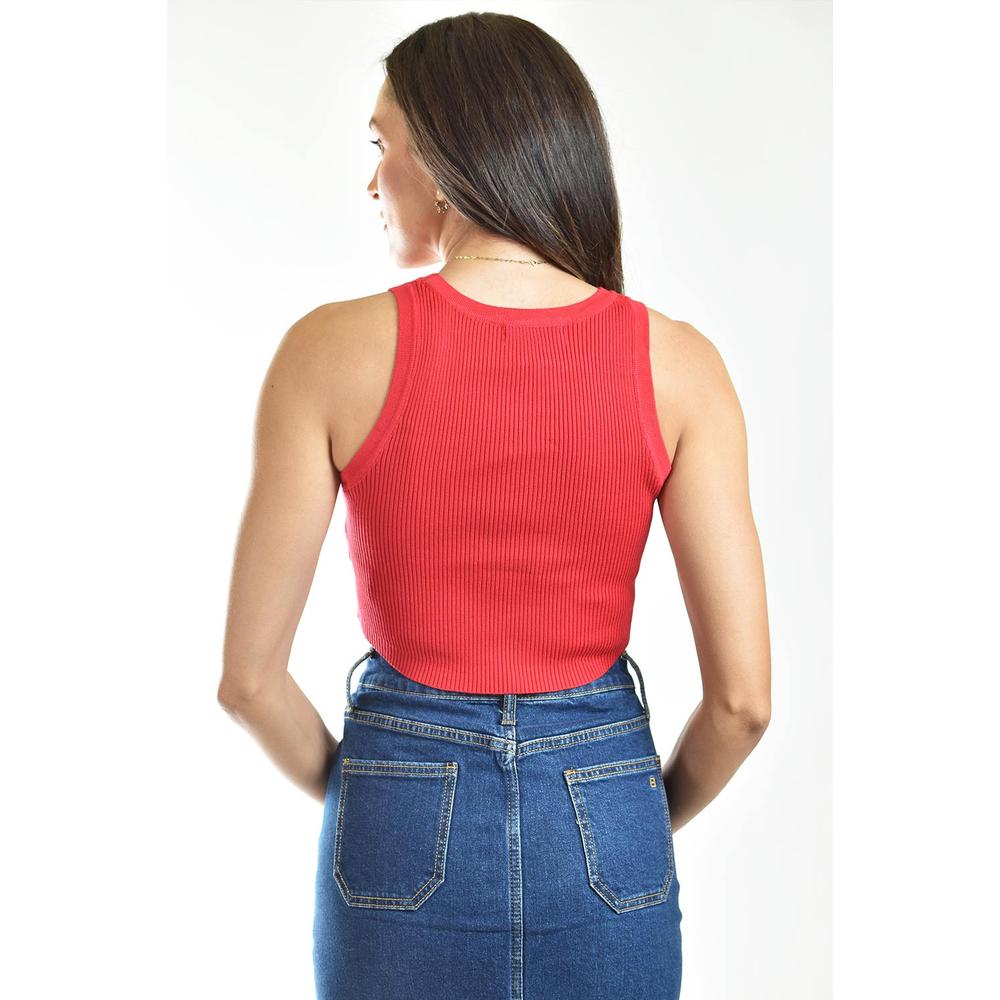 Foto 3 | Crop Top De Canalé /juvenil, 0141 (rojo) Rojo