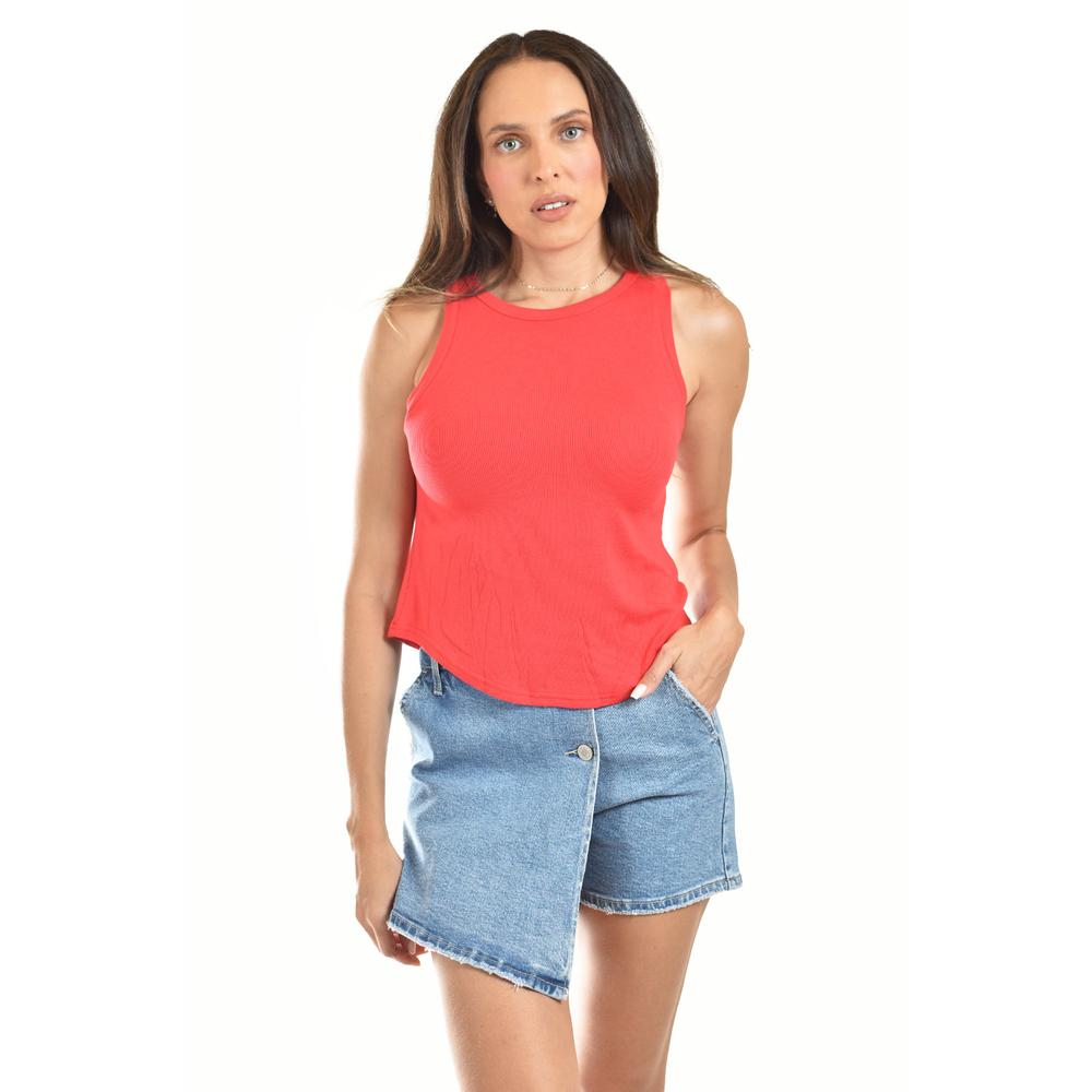Foto 1 | Blusa Básica Sin Manga /juvenil, 0077 (rojo) Rojo