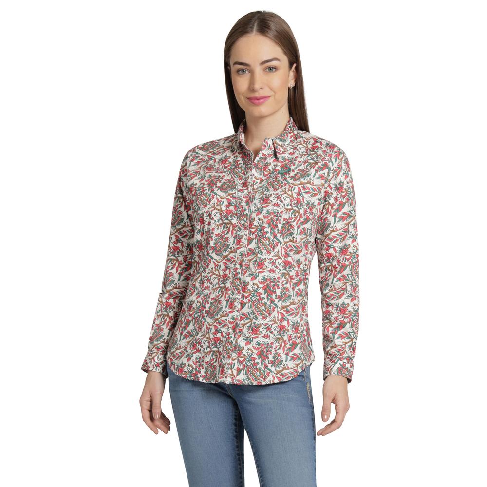 Blusa Vaquera Wrangler Mujer Slim Manga Larga 890 Beige
