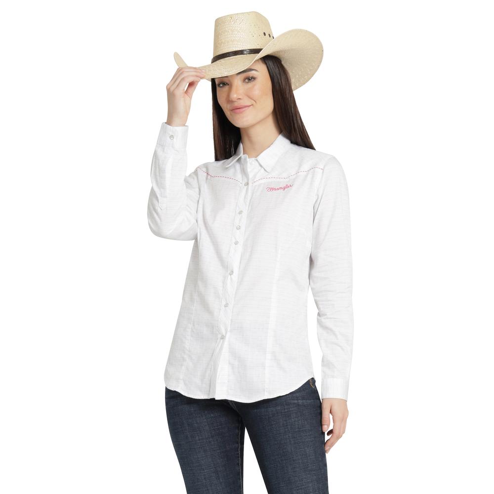 Blusa Vaquera Wrangler Mujer Slim Manga Larga 888 Blanco