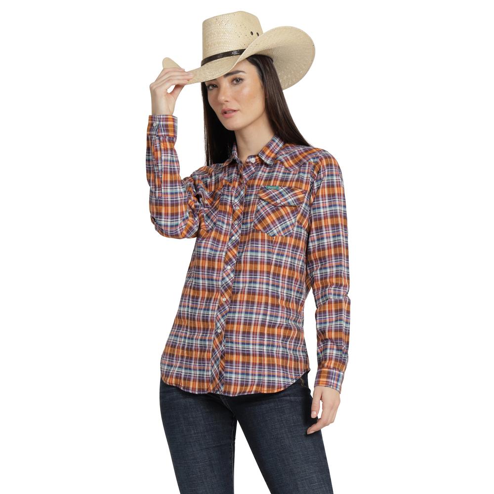 Blusa Vaquera Wrangler Mujer Slim Manga Larga 897 Violeta