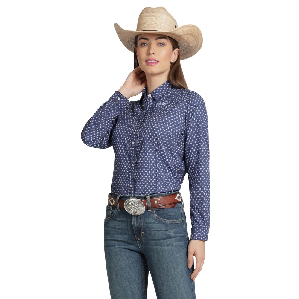 Blusa Vaquera Wrangler Mujer Slim Manga Larga 892 Azul Marino