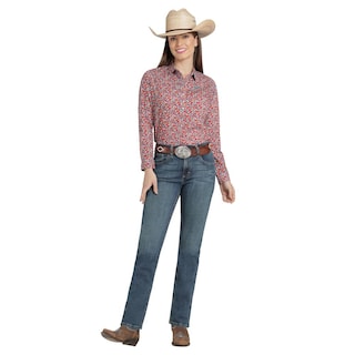 Foto 4 | Blusa Vaquera Wrangler Mujer Slim Manga Larga 891 Rojo