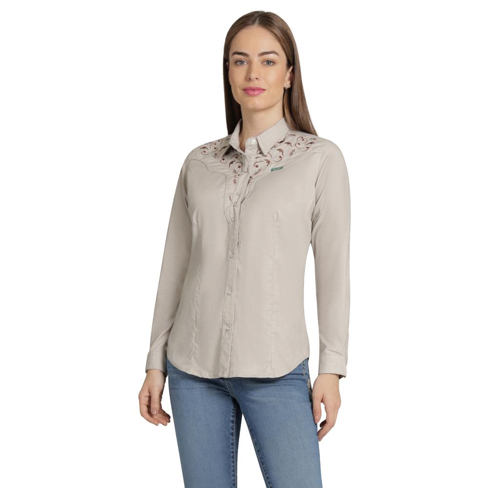 Blusa Vaquera Wrangler Mujer Slim Manga Larga 869 Beige