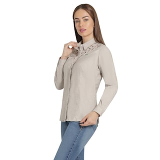 Foto 2 | Blusa Vaquera Wrangler Mujer Slim Manga Larga 869 Beige