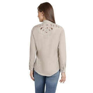 Foto 3 | Blusa Vaquera Wrangler Mujer Slim Manga Larga 869 Beige