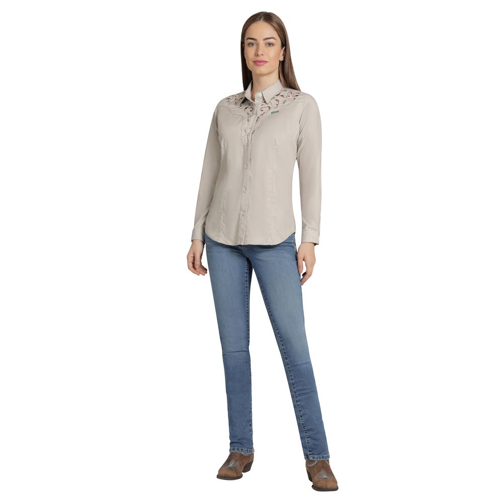 Foto 5 pulgar | Blusa Vaquera Wrangler Mujer Slim Manga Larga 869 Beige