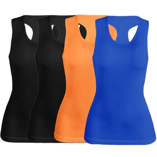 Foto 1 | Pack De 4 Blusas De Tirante Unitalla Microfibra Fresca Basicos De Mujer Croptop Dama Bl-1007 Surtido En Color Ajustables