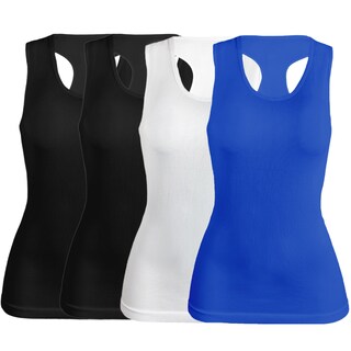 Foto 1 | Pack De 4 Blusas De Tirante Unitalla Microfibra Fresca Basicos De Mujer Croptop Dama Bl-1007 Surtido En Color Ajustables