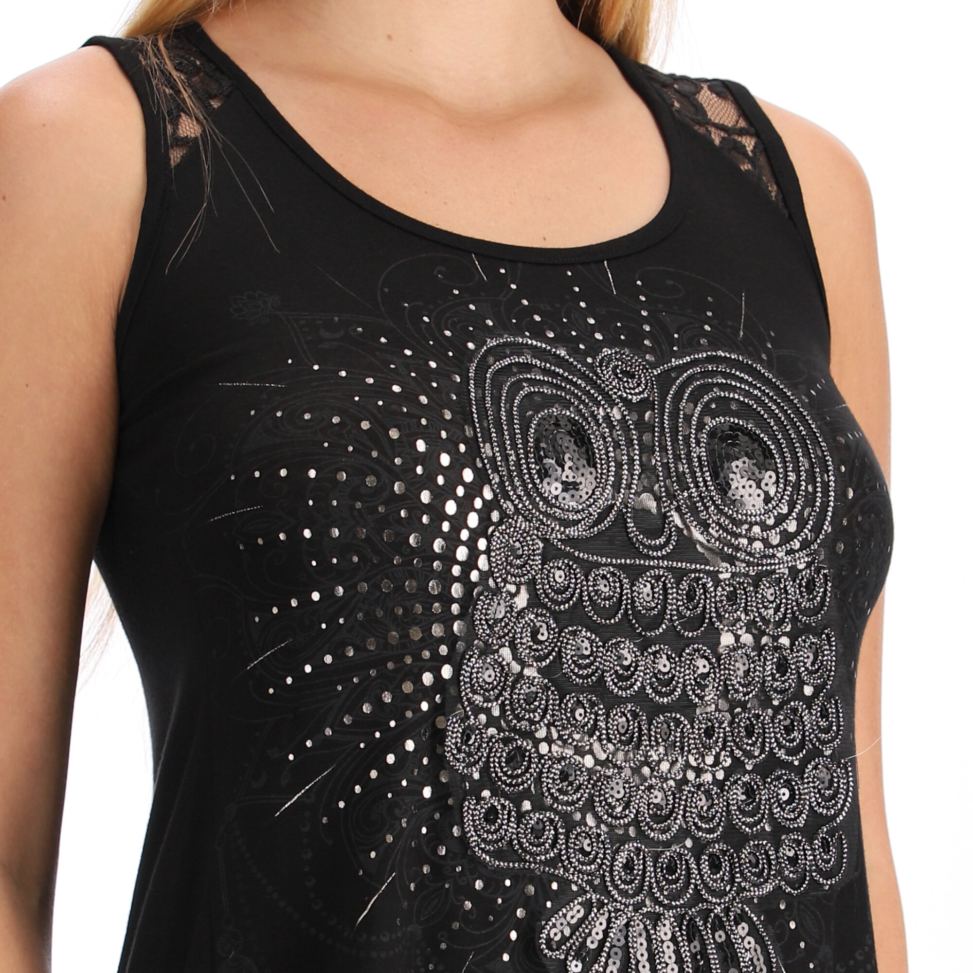 Foto 4 pulgar | Blusa De Encaje Búho En Lentejuelas Boy London