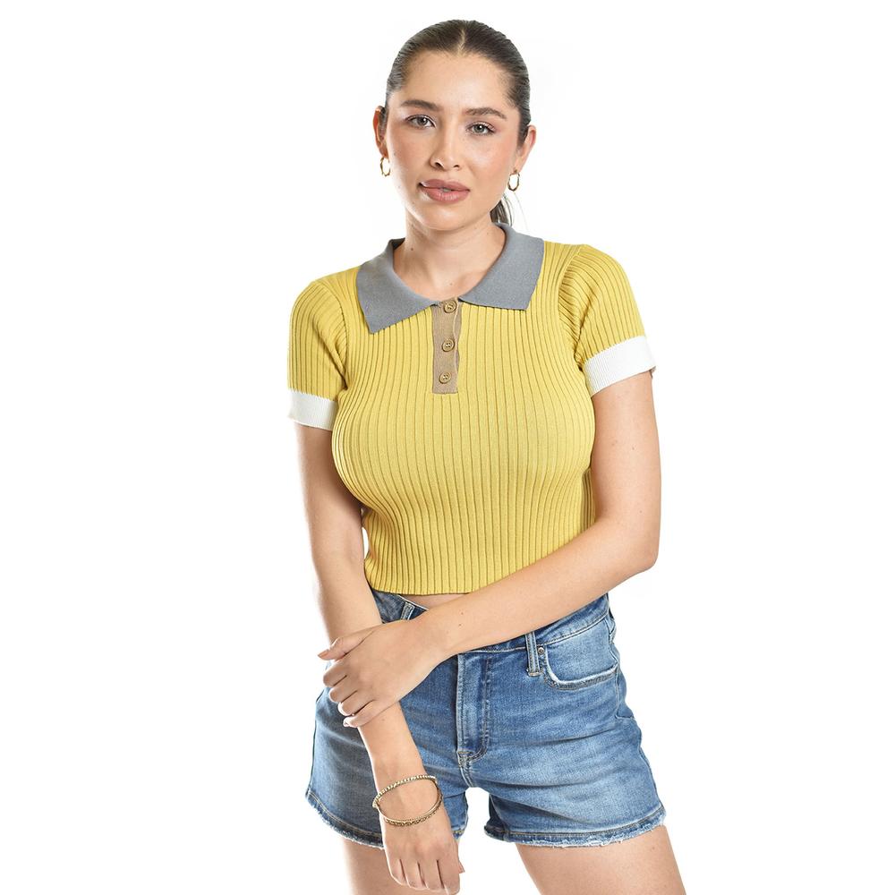 Blusa De Canale Tipo Polo Roman Fashion /juvenil, 7281 (mostaza) Amarillo