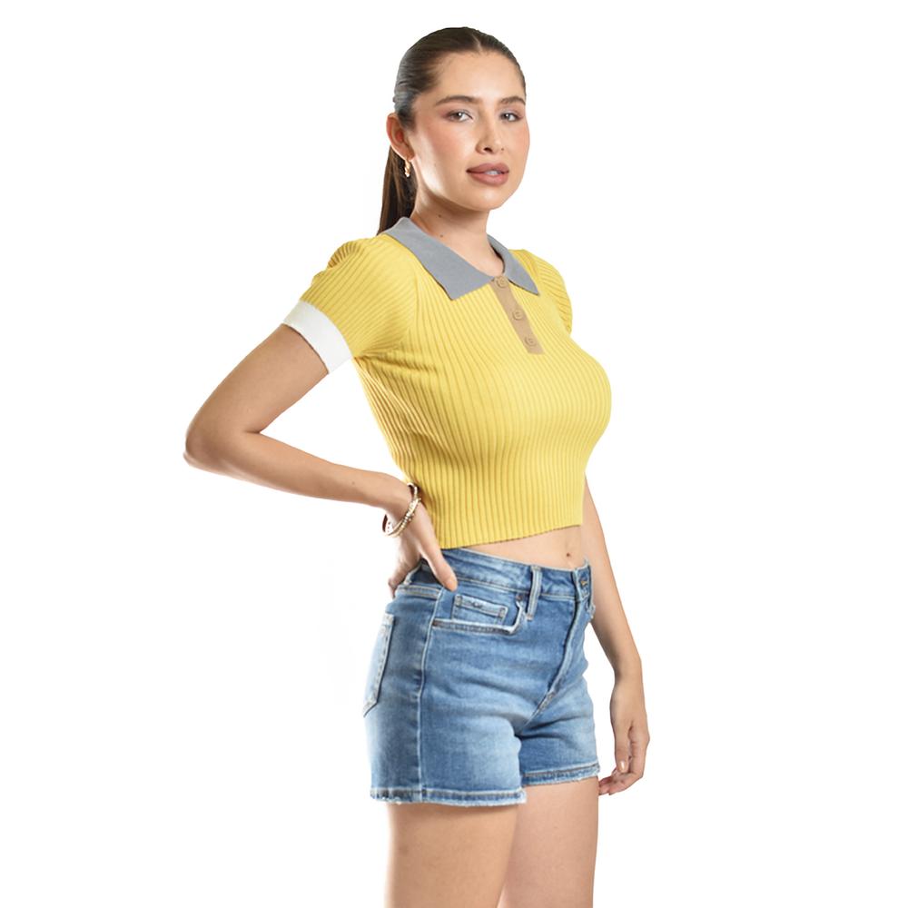 Foto 3 pulgar | Blusa De Canale Tipo Polo Roman Fashion /juvenil, 7281 (mostaza) Amarillo