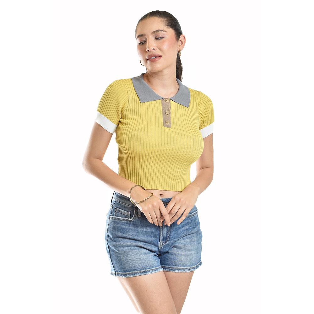 Foto 7 pulgar | Blusa De Canale Tipo Polo Roman Fashion /juvenil, 7281 (mostaza) Amarillo