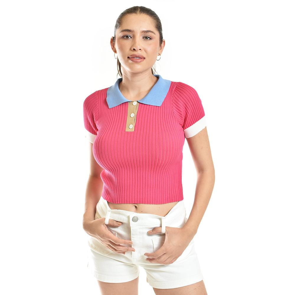 Blusa De Canale Tipo Polo Roman Fashion /juvenil, 7281 (fiusha) Fucsia