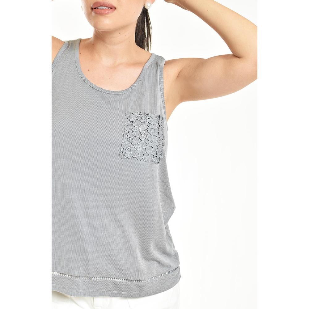 Foto 4 | Blusa Básica Con Bolsillo Bordado Roman Fashion/juvenil, 19222 (gris) Gris