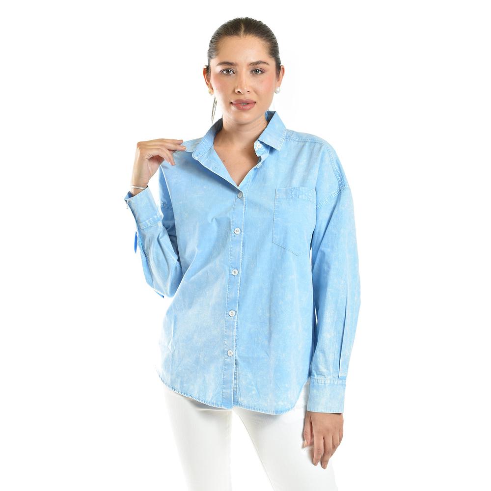 Blusa Oversize Diseño Deslavado Roman Fashion/juvenil, 11427 (azul) Azul