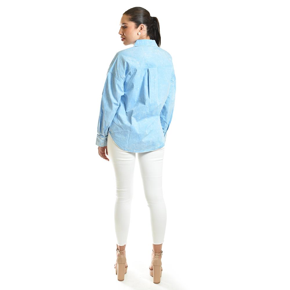 Foto 4 pulgar | Blusa Oversize Diseño Deslavado Roman Fashion/juvenil, 11427 (azul) Azul