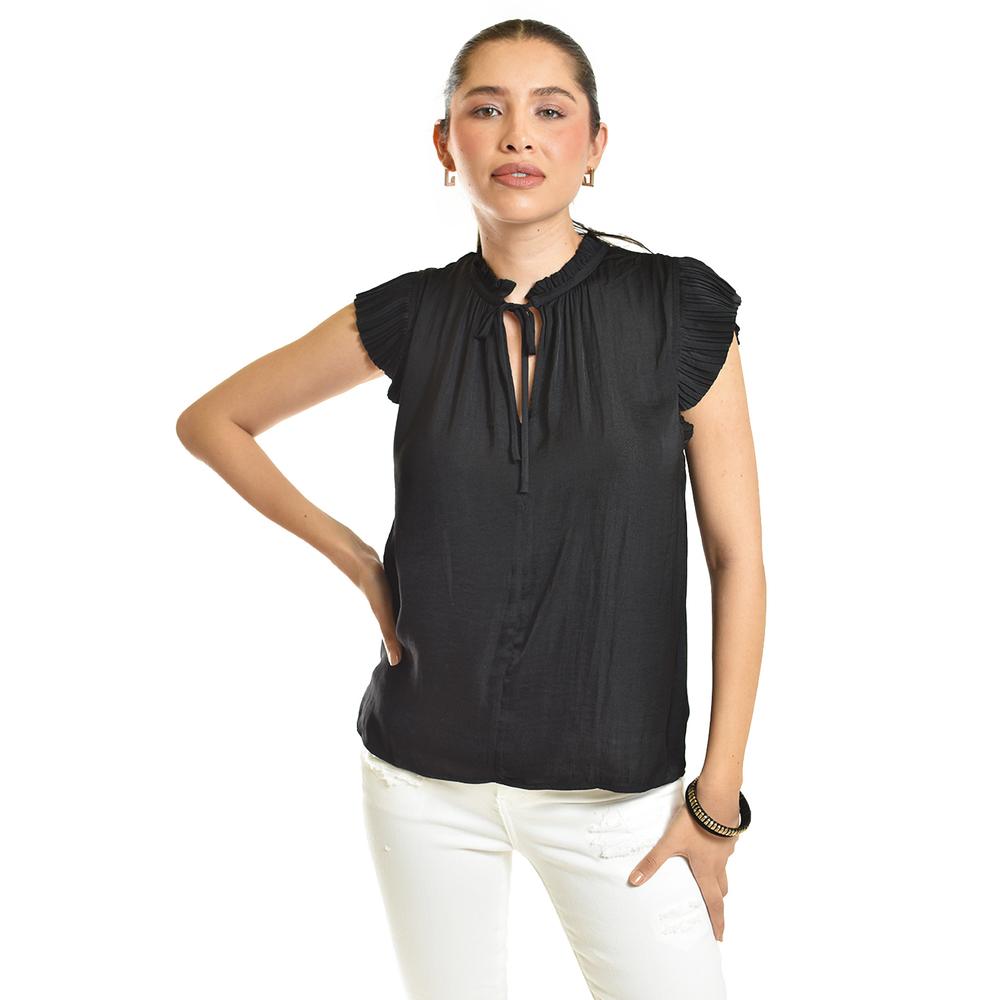 Blusa De Manga Plisada Roman Fashion/juvenil, 10205 (negro) Negro