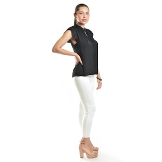 Foto 2 | Blusa De Manga Plisada Roman Fashion/juvenil, 10205 (negro) Negro
