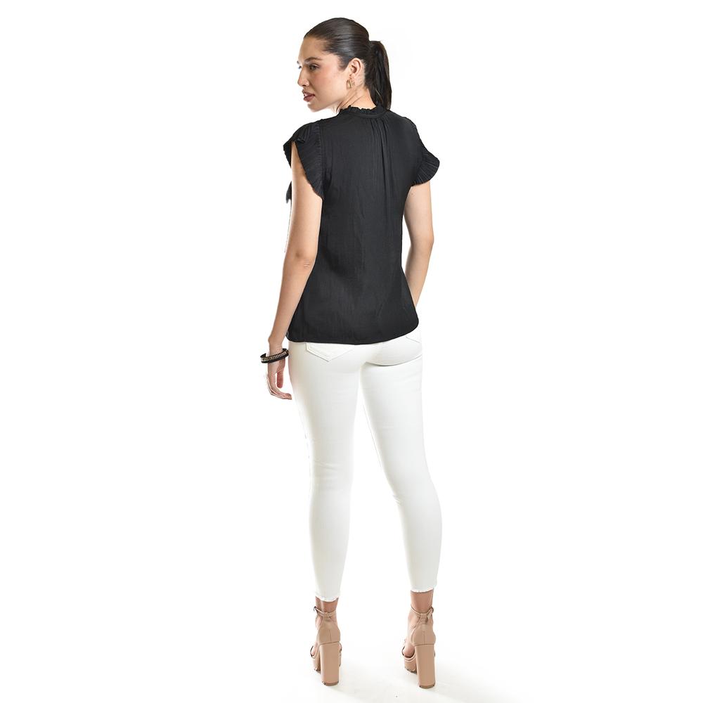 Foto 4 pulgar | Blusa De Manga Plisada Roman Fashion/juvenil, 10205 (negro) Negro