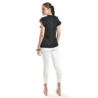 Foto 3 | Blusa De Manga Plisada Roman Fashion/juvenil, 10205 (negro) Negro