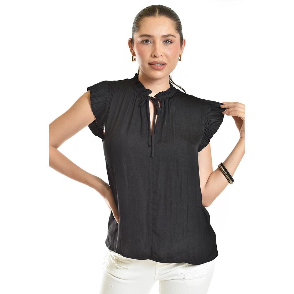 Foto 5 pulgar | Blusa De Manga Plisada Roman Fashion/juvenil, 10205 (negro) Negro