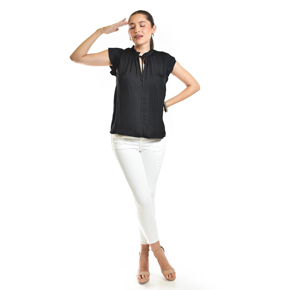 Foto 6 pulgar | Blusa De Manga Plisada Roman Fashion/juvenil, 10205 (negro) Negro