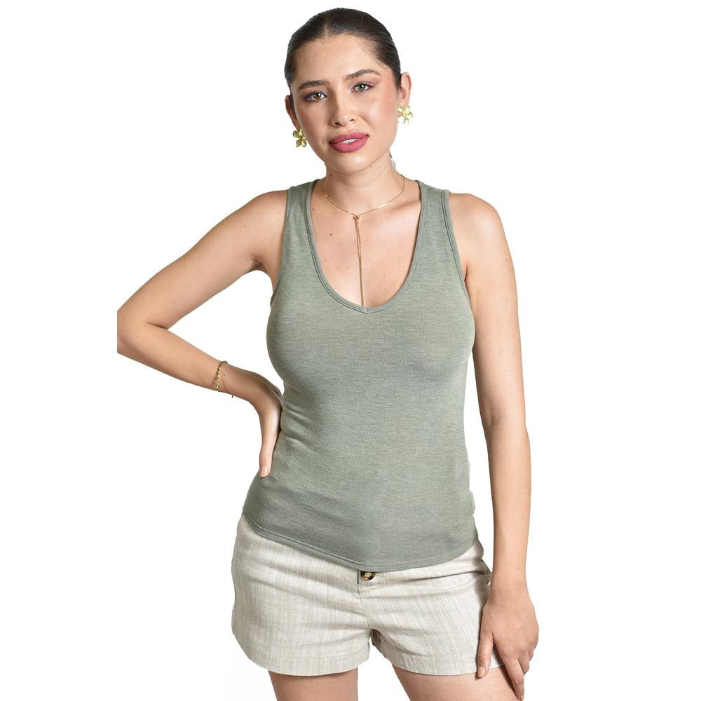 Blusa Estilo Tank Top Roman Fashion /juvenil, 19925 (verde Militar) Verde