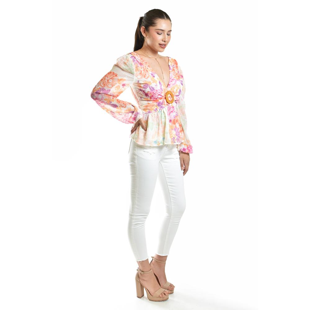 Foto 2 | Blusa Estampada Con Hebilla Roman Fashion/juvenil, 1301 (multicolor) Multicolor
