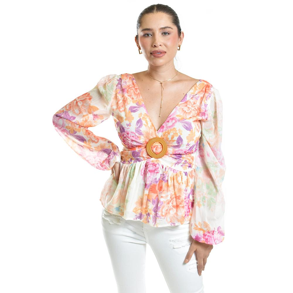 Foto 6 pulgar | Blusa Estampada Con Hebilla Roman Fashion/juvenil, 1301 (multicolor) Multicolor