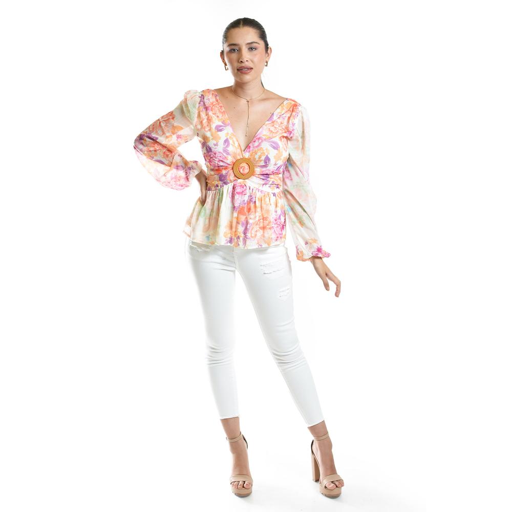 Foto 7 pulgar | Blusa Estampada Con Hebilla Roman Fashion/juvenil, 1301 (multicolor) Multicolor