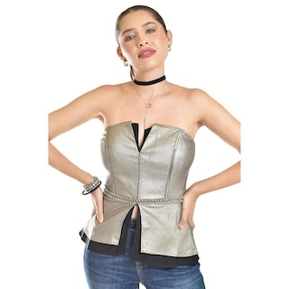 Foto 1 | Corset Strapless Con Detalles Metalicos Roman Fashion/ Juvenil, 941 (plateado) Plateado