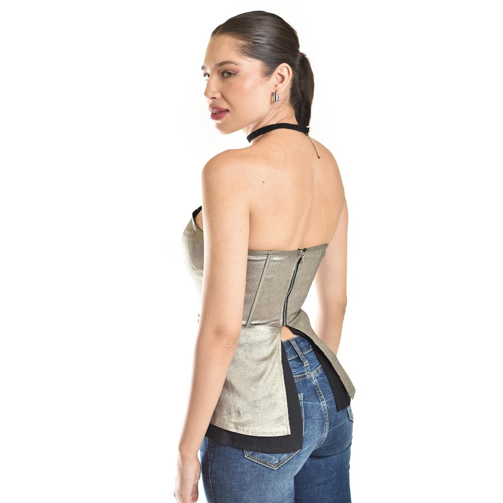 Foto 4 pulgar | Corset Strapless Con Detalles Metalicos Roman Fashion/ Juvenil, 941 (plateado) Plateado