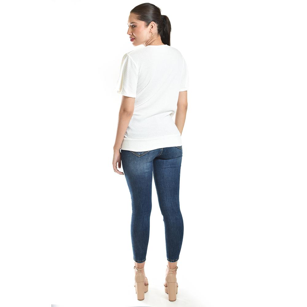Foto 4 pulgar | Blusa Cruzada Con Botones Roman Fashion /juvenil, 8074 (blanco) Blanco