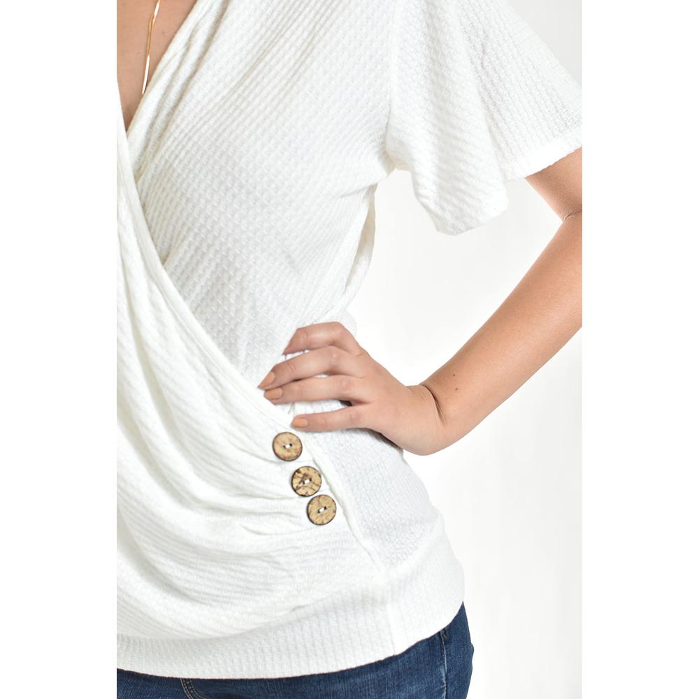 Foto 5 pulgar | Blusa Cruzada Con Botones Roman Fashion /juvenil, 8074 (blanco) Blanco