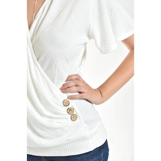Foto 4 | Blusa Cruzada Con Botones Roman Fashion /juvenil, 8074 (blanco) Blanco