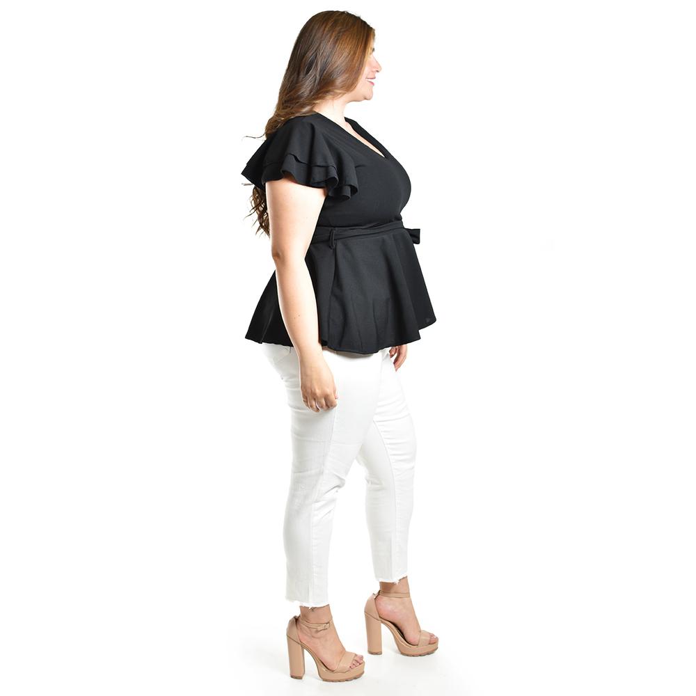 Foto 3 pulgar | Blusa De Corte Peplum Roman Fashion /juvenil, 1869 (negro) Negro