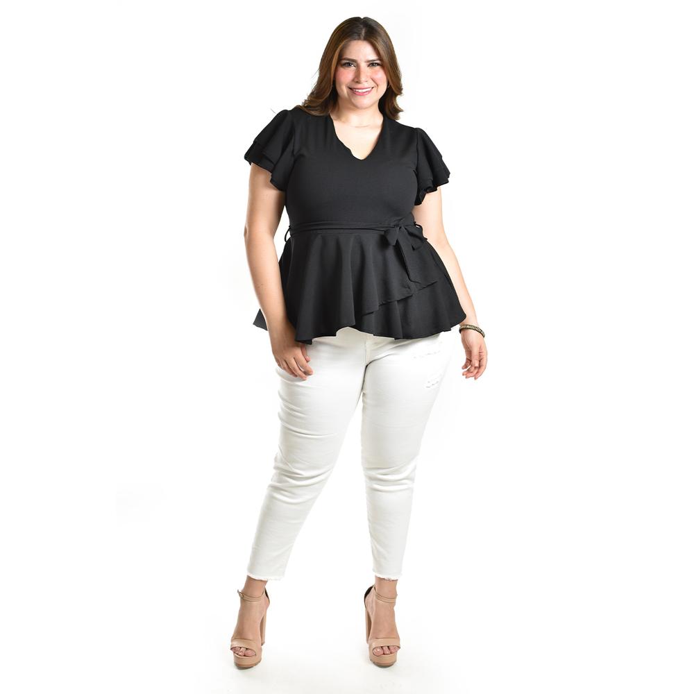 Foto 6 pulgar | Blusa De Corte Peplum Roman Fashion /juvenil, 1869 (negro) Negro