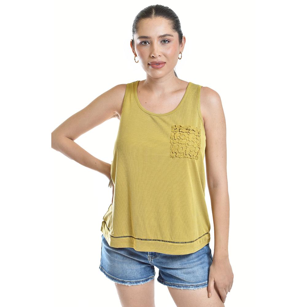 Blusa Básica Con Bolsillo Bordado Roman Fashion/juvenil, 19222 (mostaza) Amarillo