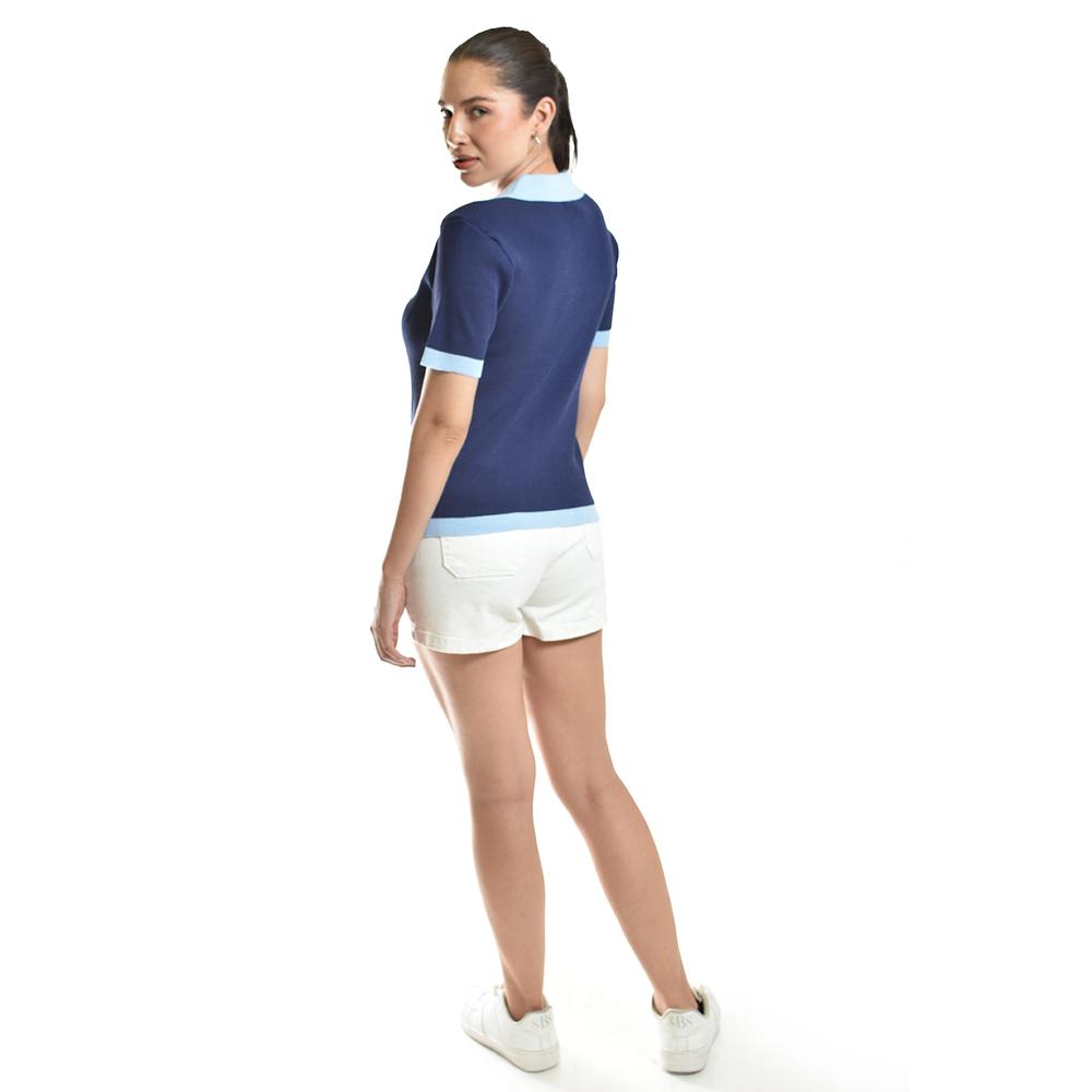 Foto 4 pulgar | Blusa Acanalada Tipo Polo Roman Fashion /juvenil, 7280 (azul Marino) Azul Marino