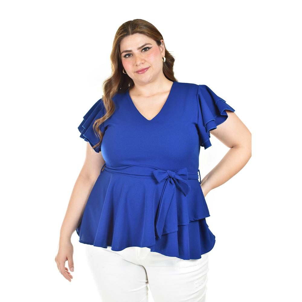 Foto 1 | Blusa De Corte Peplum Roman Fashion /juvenil, 1869 (azul Rey) Azul